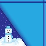 Snowman Cartoon on Blue Background