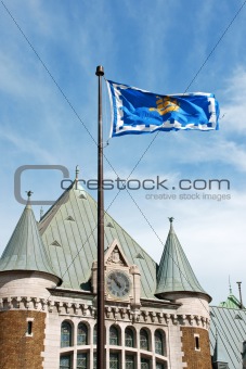 Quebec City Railway Station and flag