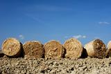 Straw bales and plowed land