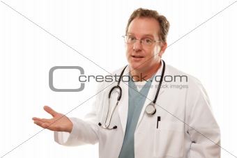 Male Doctor with Concerned Look Isolated on a White Background.