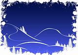 Grunge winter background with fir-tree snowflakes and santa