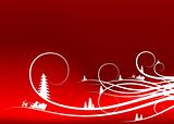 abstract winter background with firtree silhouettes and Santa Cl