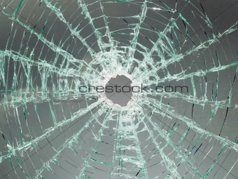 Broken car glass of windscreen