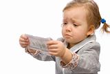 Toddler with dollar banknote