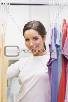 Beautiful Brunette in Closet