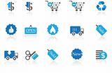 Sale and Shopping icons blue