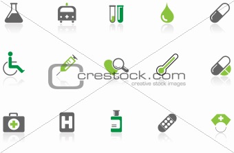 Healthcare and Pharma icons green