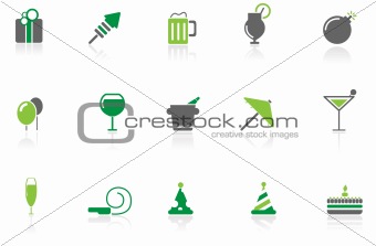 Party and Celebration icons  green