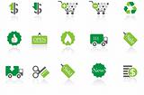 Sale and Shopping icons green