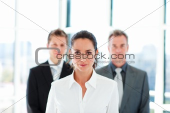 Young businesswoman leading her team