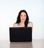 Woman concentrated on her laptop