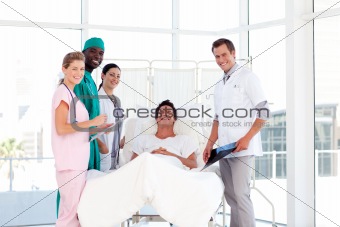 Consultation between doctors and a patient