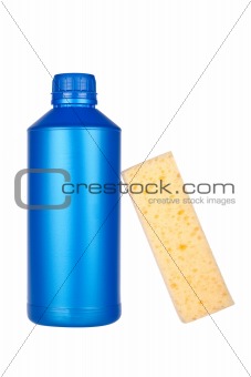 Detergent bottle and sponge