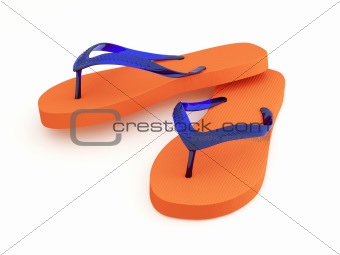Orange Flip Flops on White Background