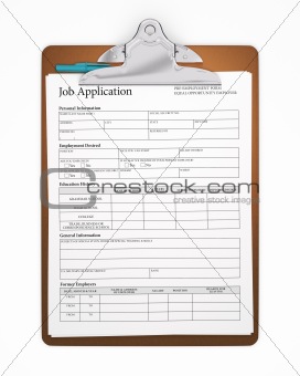 Isolated Clipboard with Job Application Form