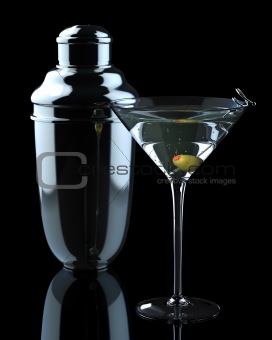 Martini with Olive and Shaker