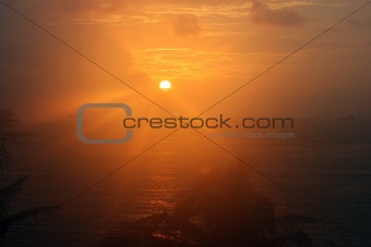 Rising sun on Bali