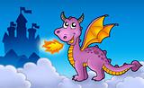 Purple dragon with castle
