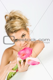 Girl with gladiolus