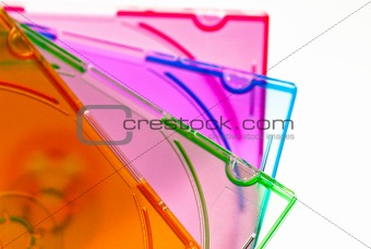 A group of CD/DVD Cases, colourful