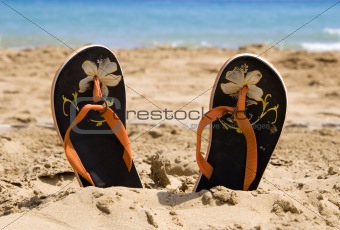 Sandles on a beach
