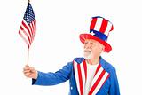 Uncle Sam Holds US Flag