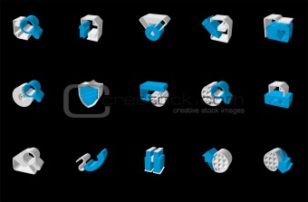 Internet icons blue Three-dimensional