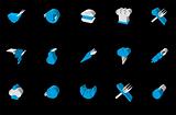 Food & Restaurant icons blue Three-dimensional