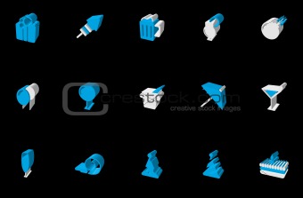 Party and Celebration icons blue Three-dimensional