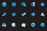 website and internet icons blue Three-dimensional