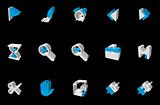 Toolbar and Interface icons blue Three-dimensional
