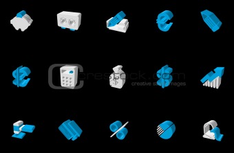 Finance and Banking icons blue Three-dimensional