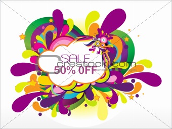 sale 50% off and many swirl, vector