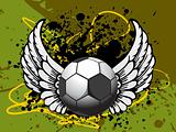 grunge ornate background with the ball, wing


