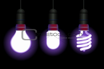 Energy saving fluorescent light bulbs - editable vector