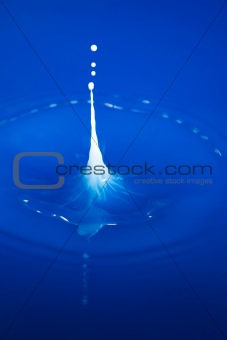 droplet falling white into blue