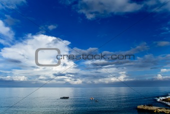 fishing boats on the ocean