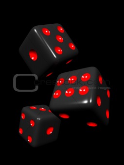 Black dice in black background