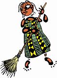 Girl with broom
