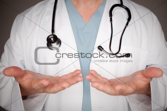 Male Doctor Hand Abstract with Lab Coat and Stethoscope.