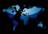 world map reflect blue black