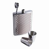 Alcohol Grooved Flask and Two Steel Drinks