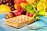 Waffles with tropic fruits