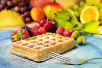 Waffles with tropic fruits