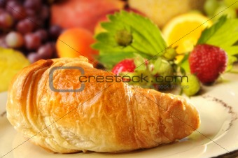 Croissant and Fruits