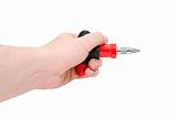 Hand with  red screwdriver