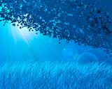 Abstract blue forest background