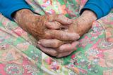 close-up of wrinkled hands of an old peasant woman from bohemia, czech republic