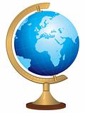 Brass globe with hand drawn world map