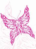 illustration beautiful pink butterfly tattoo